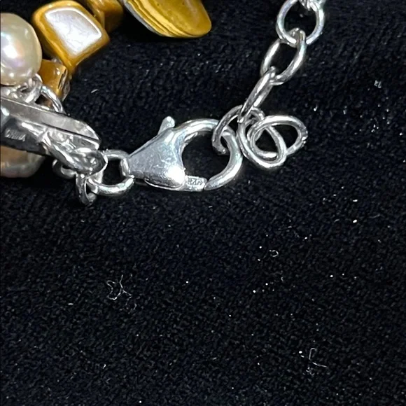 1531 Ross-Simons 7-Strand Necklace w/ Genuine Pearl, Tigers Eye and Smoky Quartz